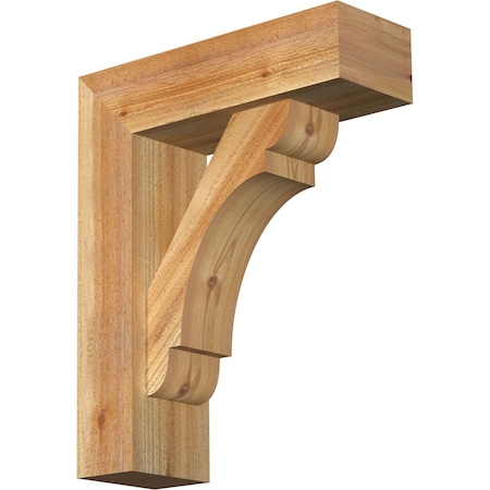 Ekena Millwork Olympic Block Rough Sawn Bracket w/ Offset Brace, Western Red Cedar, 6"W x 18"D x 22"H BKT0604X18X22OLY05RWR